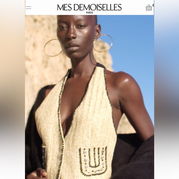 $300 Mes Demoiselles Paris Nathy Raffia Woven Halter Vest FR36 - Picture 5 of 11
